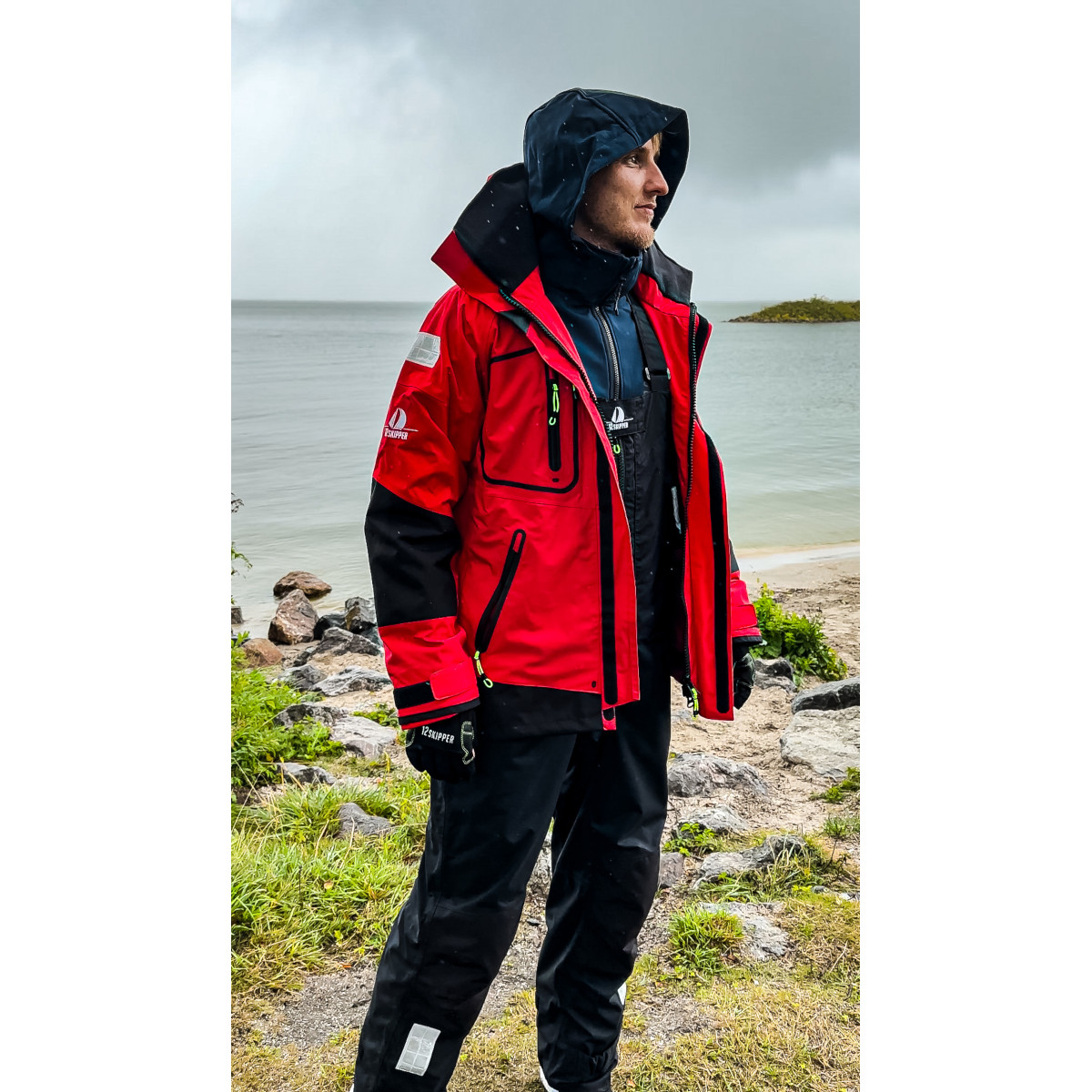 DEAL: 12skipper Magellan Offshore zestaw Unisex - Kurtka czerwona XXL,  spodnie czarne XL