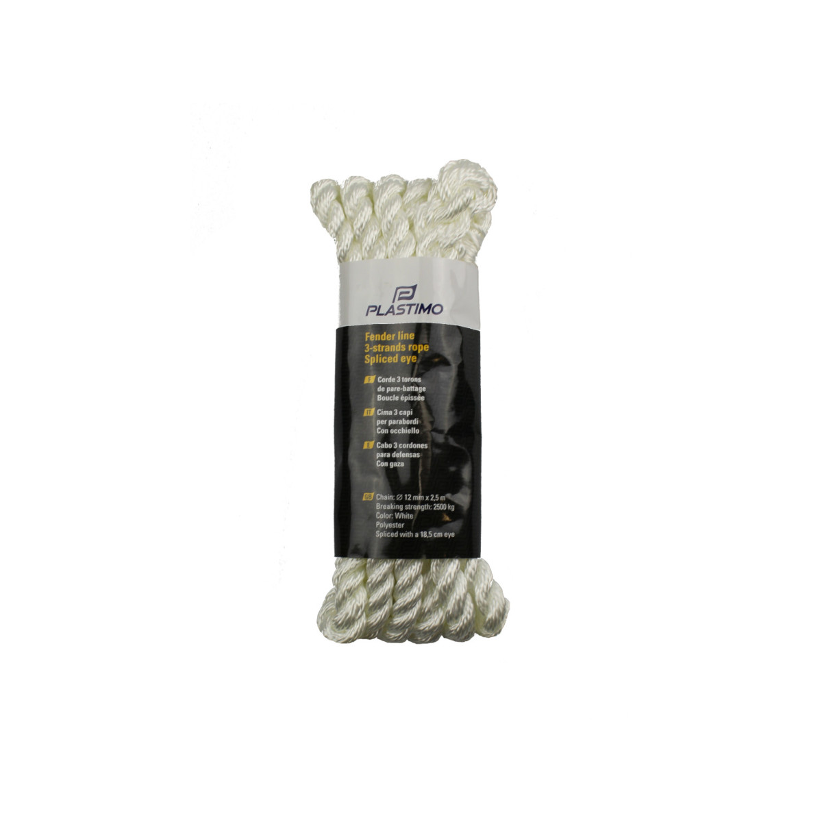 Plastimo Lina odbojowa z oczkiem – biała, 6mm, długość 1,5m